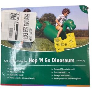 Set of 2 Inflatable Hop N Go Dinosaurs by HearthSong for Kids Active Play